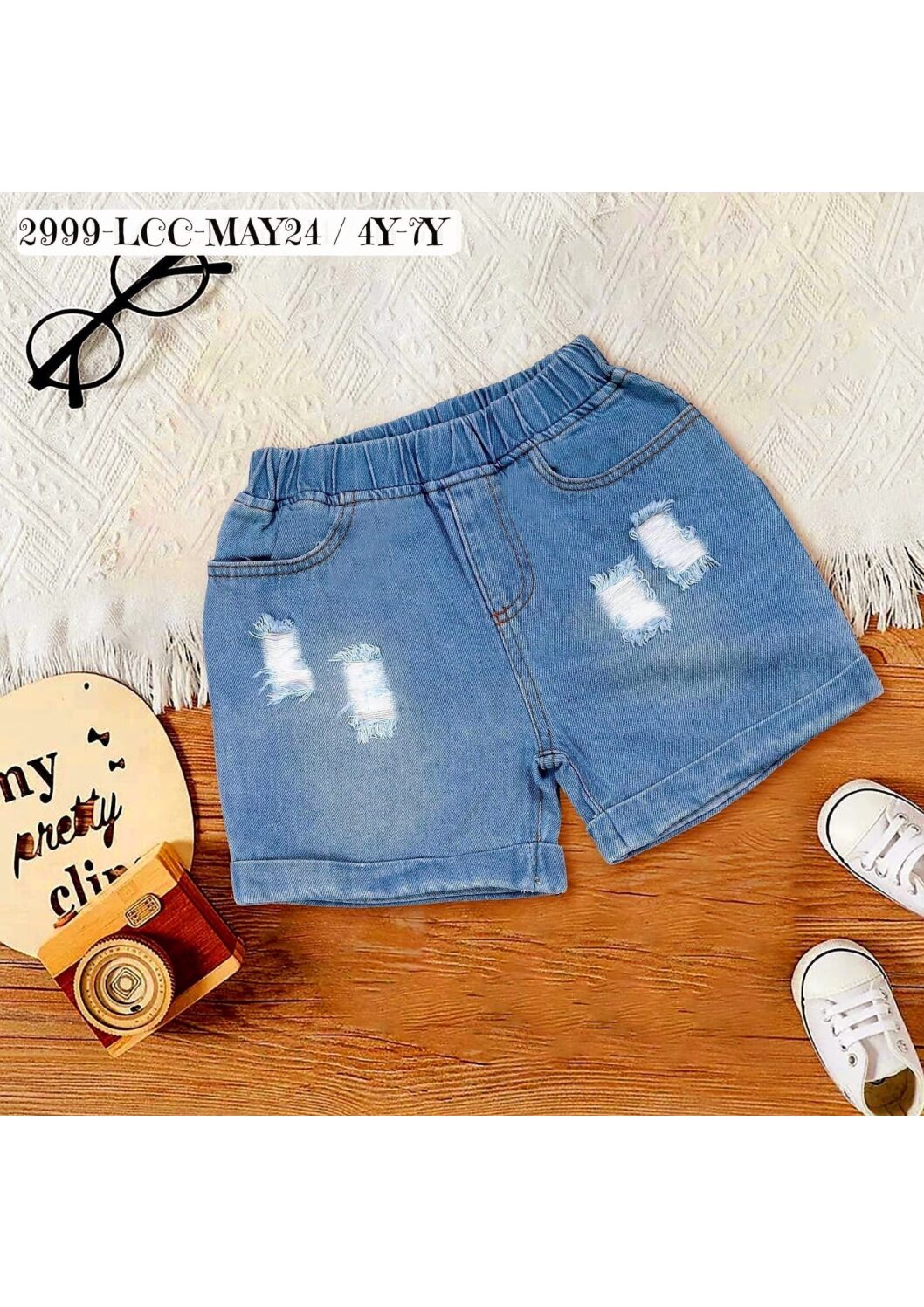 Online Kids Wear: Trendy Light Blue Jean Shorts( 2Y-4Y)