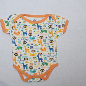 Baby Romper Jump Suit for and Girls 3 piece Set of orange ( 3M TO 6M)