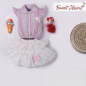 Multi Printed Top and Layered Polka Dot Skirt Set(12M -22M)