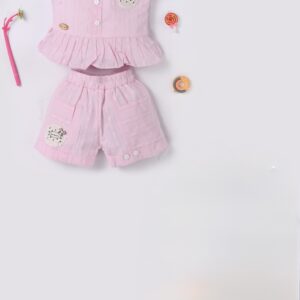 Toddler Girl Outfit – Embroidered Top & Shorts (12M -22M)